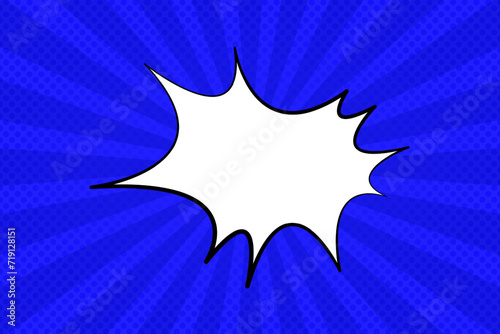 Comic blue background with explosion line icon. Drawing, superhero, magazine, caricature, style. Vector line icon for business and advertising