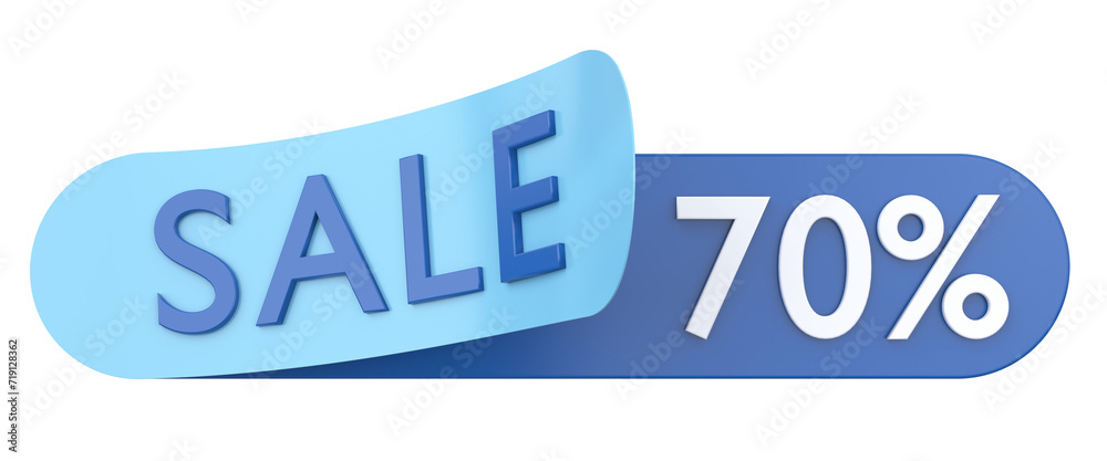Seventy percent sale. 70% sale. 3D illustration. Seventy percent sale. 70% sale. 3D illustration.