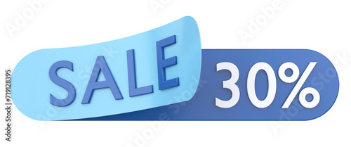 Thirty percent sale. 30% sale. 3D illustration.