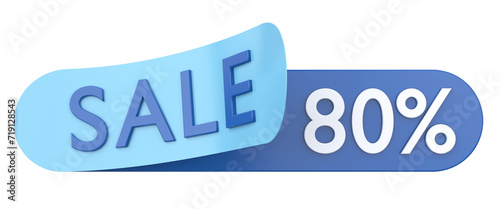 Eighty percent sale. 80% sale. 3D illustration.