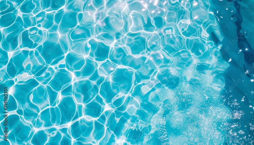 Swimming pool water with ripples, luminous, smooth surface. Solar. Sunlight