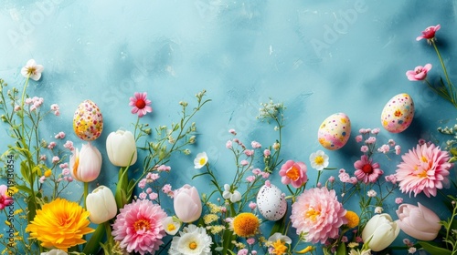 spring garden party easter background with copy space