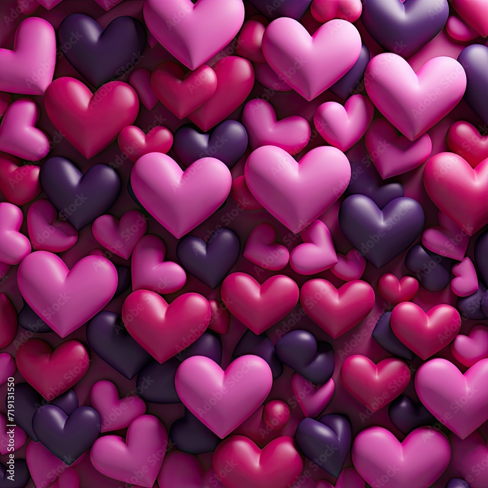 Fuchsia Hearts: A 3D Inflated Background Overflowing with Love