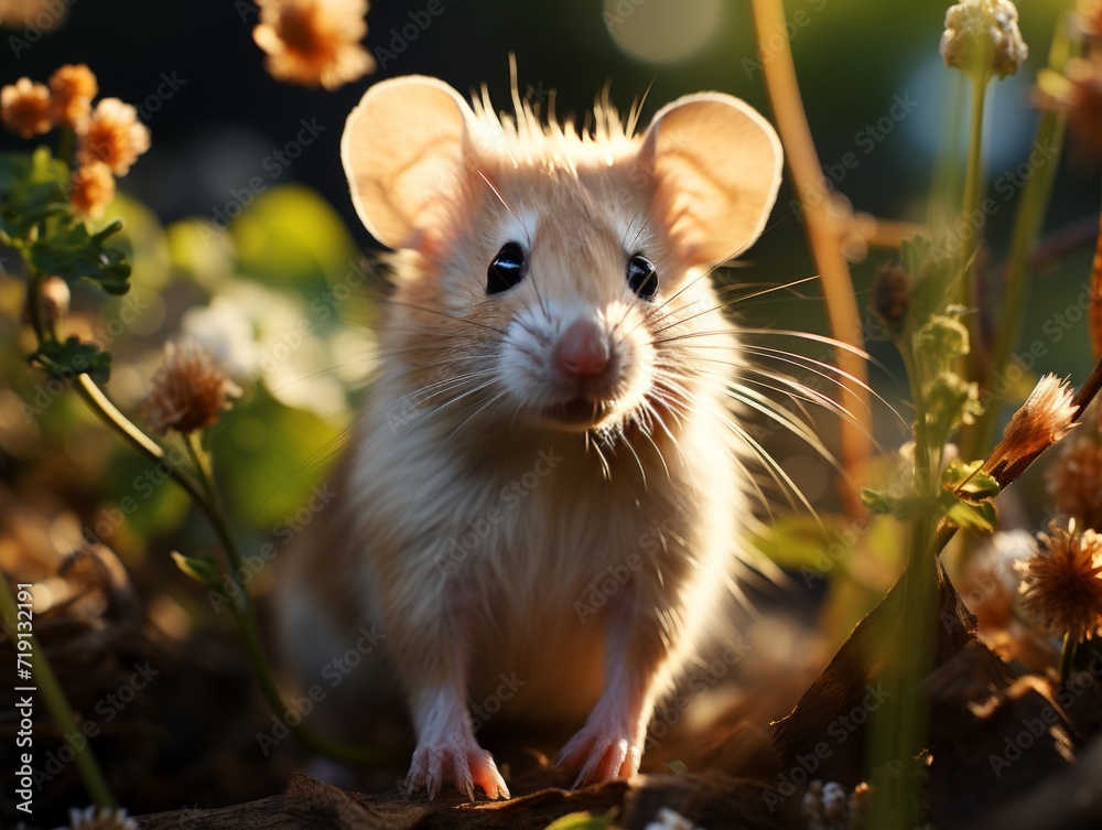 Little rat in the autumn forest. Little rat in the autumn forest.