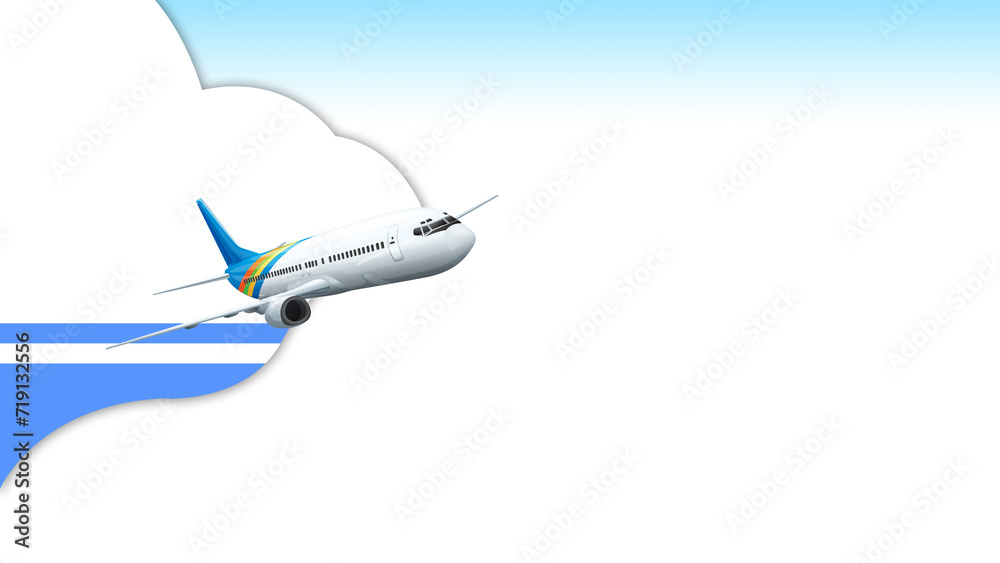 Naklejka premium 3d illustration plane with Altai Republic flag background for business and travel design