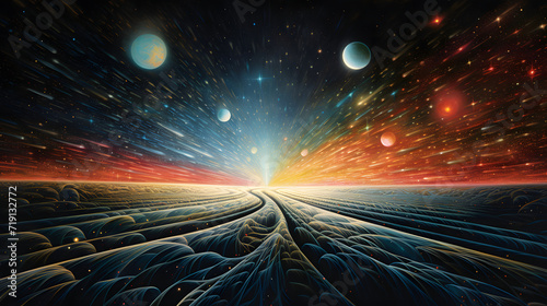 background illustration with colorful sky, colorful world
