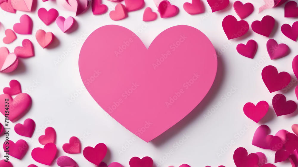 Pink heart on a white background. Valentine's day.