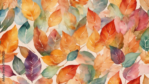 Autumn background in watercolor soft style, Generative AI © prime1001