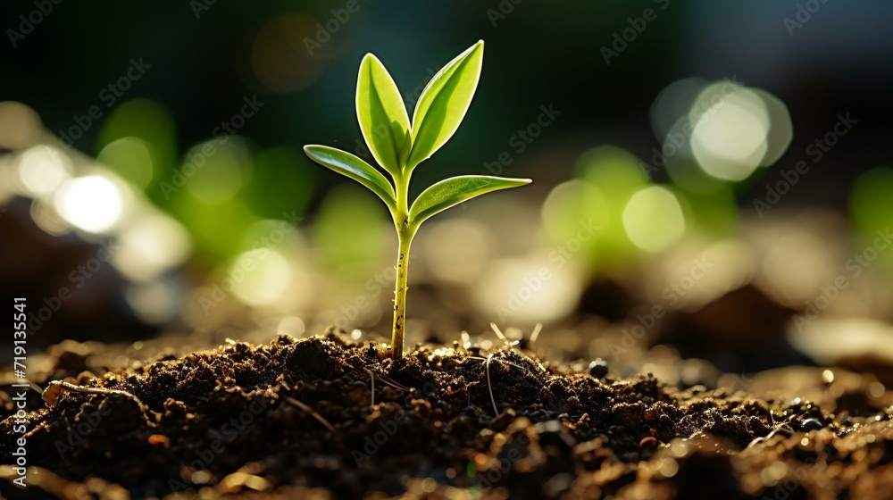 Green Growth Concept: A conceptual image of hands planting a young tree, symbolizing growth, sustainability, and environmental care