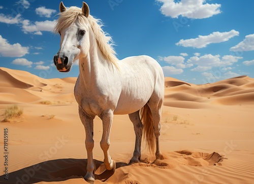 White horse in the desert.