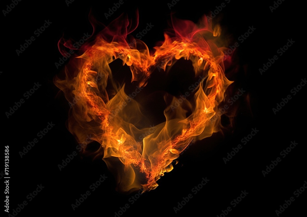 Fototapeta premium Heart made of fire background