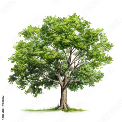 Nature Elegance, Single Tree Isolated on White Background - A Symbol of Isolation and Tranquility.