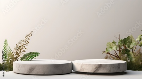 White background of wall with shadows and stone. Free space for your decoration