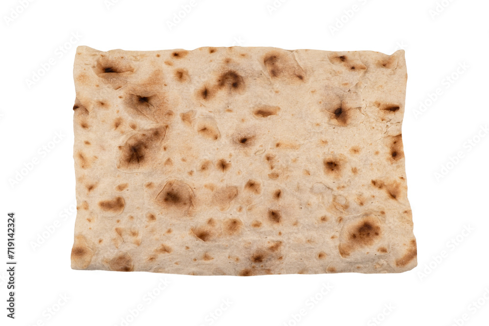 Thin pita bread isolated on white background. Armenian pita bread