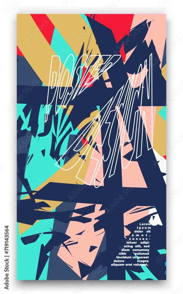 a poster with a colorful abstract design