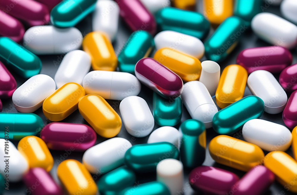 Pile of colorful medicine pills and capsules in blister packs Pile of colorful medicine pills and capsules in blister packs
