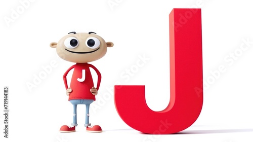 J a letter of the alphabet in the guise of a funny character . Capital letter for teaching a child to read, for children's books and games. ABC © Hope