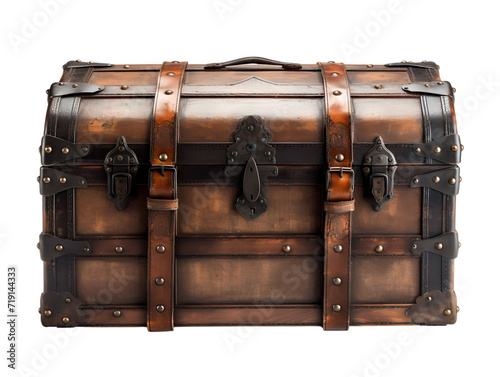 Vintage Wooden Trunk, isolated on a transparent or white background