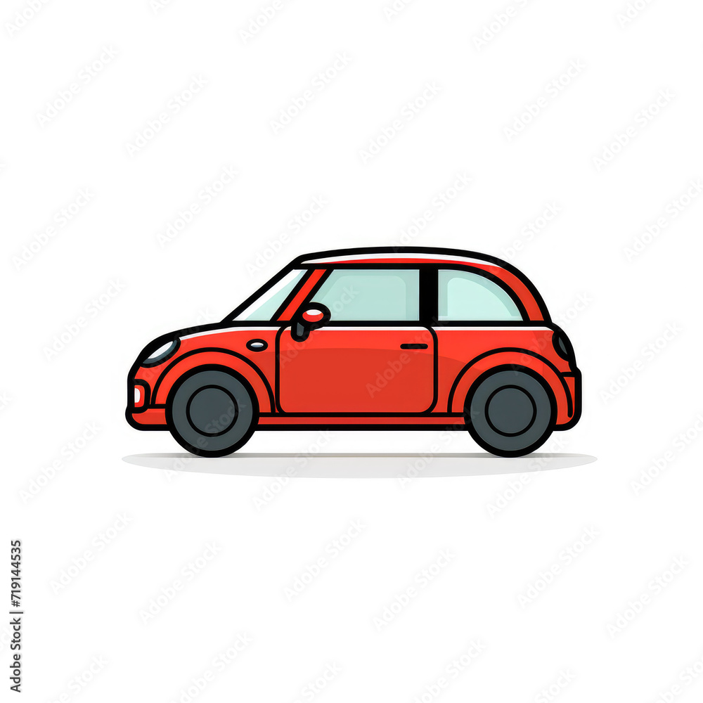 Minimalistic icon of red car isolated on white