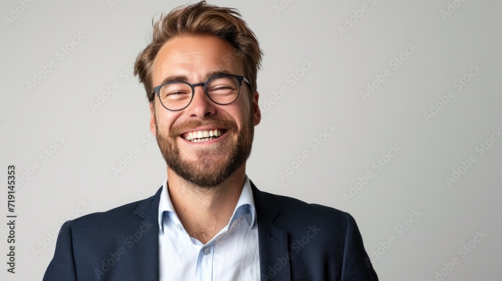 Portrait of handsome caucasian man in formal suit looking at camera smiling with toothy smile isolated in white background. Confident businessman ceo boss freelancer manager Portrait of handsome caucasian man in formal suit looking at camera smiling with toothy smile isolated in white background. Confident businessman ceo boss freelancer manager
