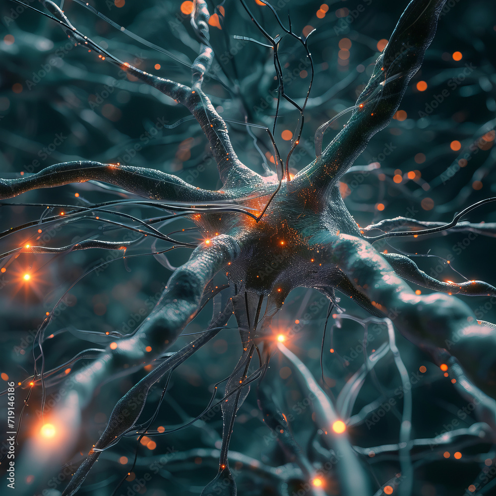 Neural networks of the human brain. 3d illustration of abstract nerve centers. Electrical impulses in the brain. Neural networks of the human brain. 3d illustration of abstract nerve centers. Electrical impulses in the brain.