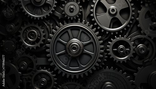 Abstract black background with gears