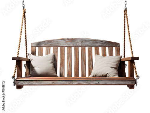 Wooden Porch Swing, isolated on a transparent or white background