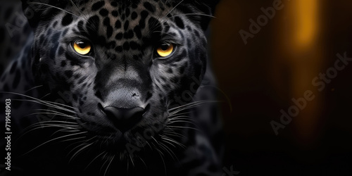 close up portrait of a leopard, on dark background  close up potarit black jaguar head wallpaper photo