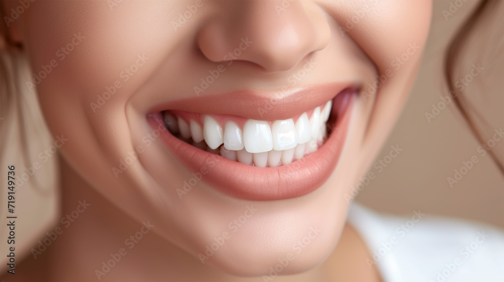 Close Up of Smiling Woman Mouth with Healthy, Beautiful, White Teeth. Dental Clinic Concept. Close Up of Smiling Woman Mouth with Healthy, Beautiful, White Teeth. Dental Clinic Concept.