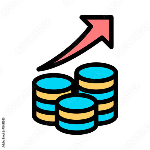 Growth of currency exchange rates. Growth icon