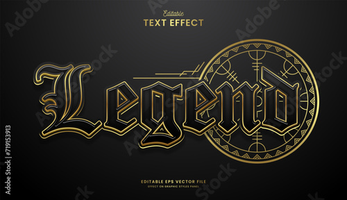decorative editable golden nordic legend text effect vector design
