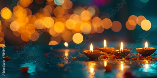 A bokeh-filled Diwali night with lights softly illuminating the surroundings.