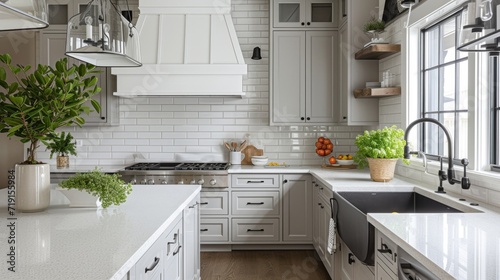Transitional Kitchen with Chic Gray Cabinetry