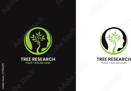 Tree leaf research brain glob logo design element icon vector photo