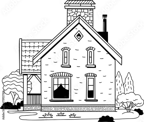 hand drawn sketch of a house