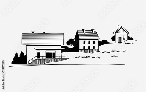 hand drawn sketch of a house