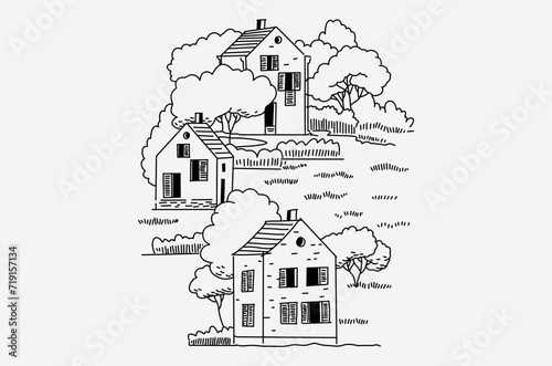 hand drawn sketch of a house