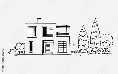 hand drawn sketch of a house
