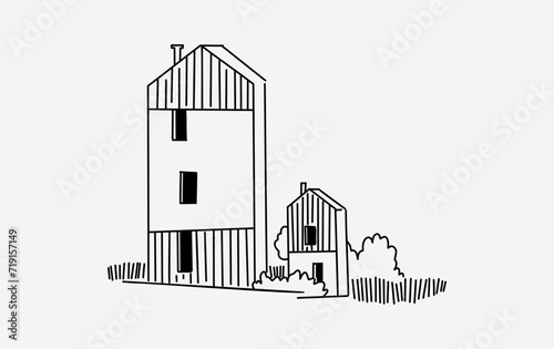 hand drawn sketch of a house