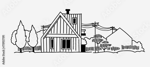 hand drawn sketch of a house