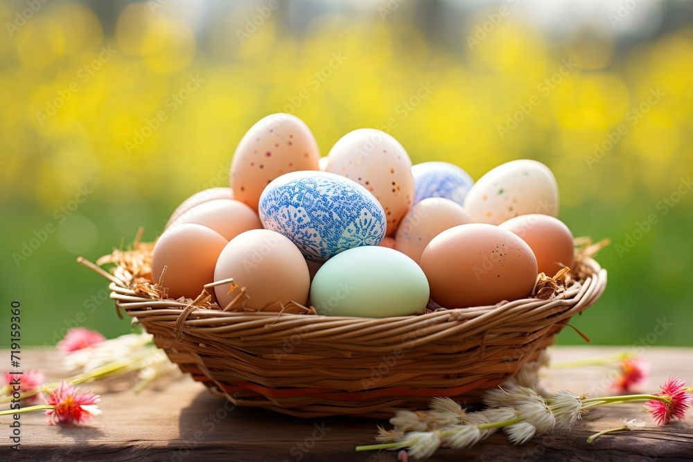 easter eggs in a basket easter eggs in a basket
