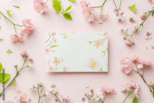 Watercolor Whimsy Spring Themed Business Card Mockup Embrace the Playfulness of Spring