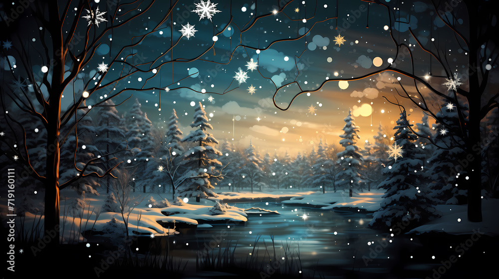 Naklejka premium Festive snowflake background with beautiful design and space for text