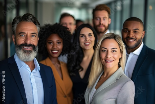 Group portrait of smiling business people