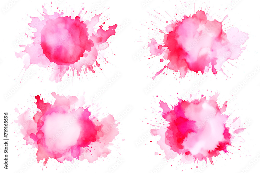 Obraz premium set of abstract watercolor pink splashes isolated