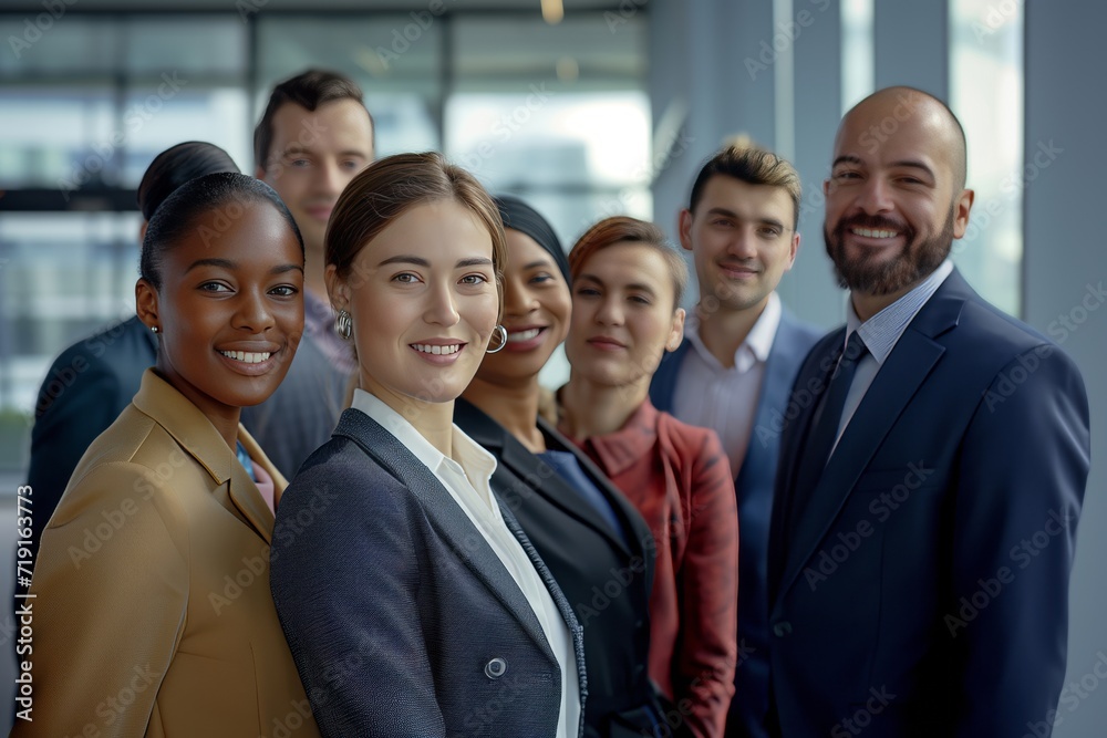 Group portrait of smiling business people