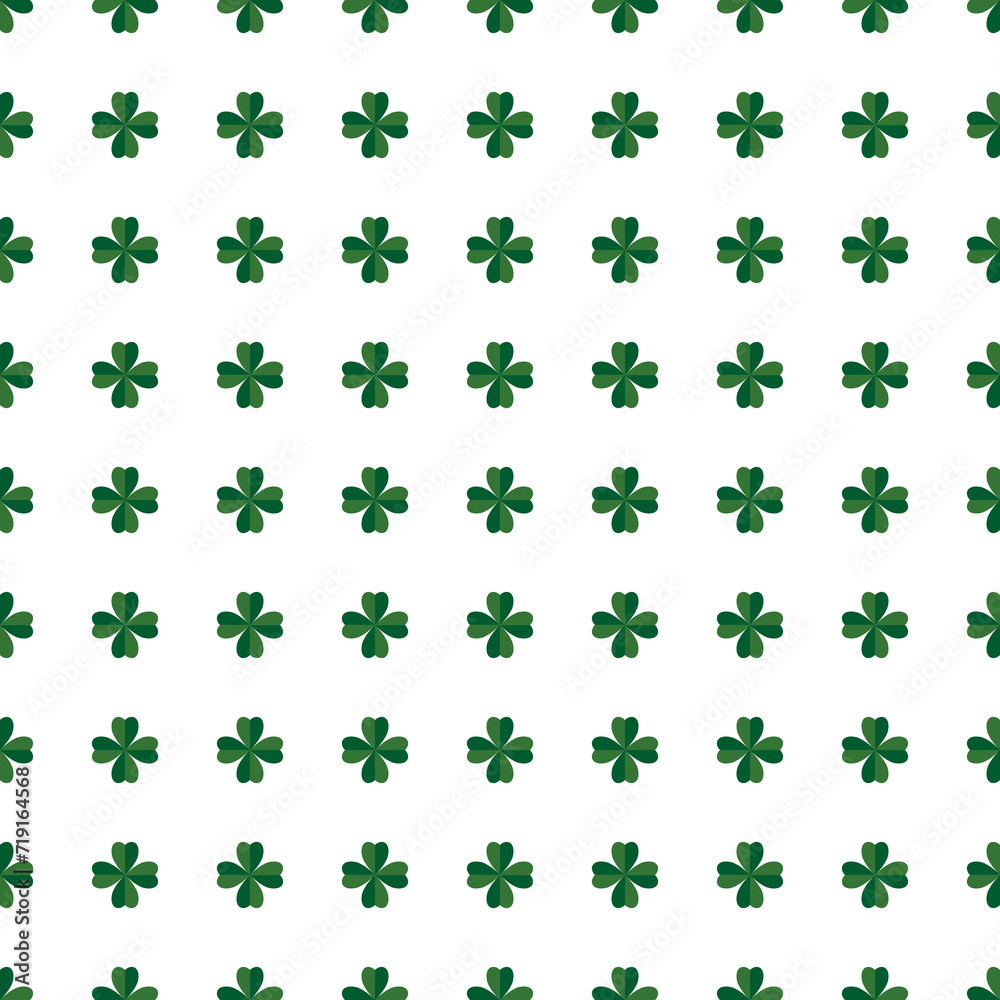 Green clover seamless pattern, transparent background, PNG illustration
