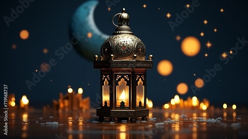 Arabic lantern glowing at night © MUCHIB