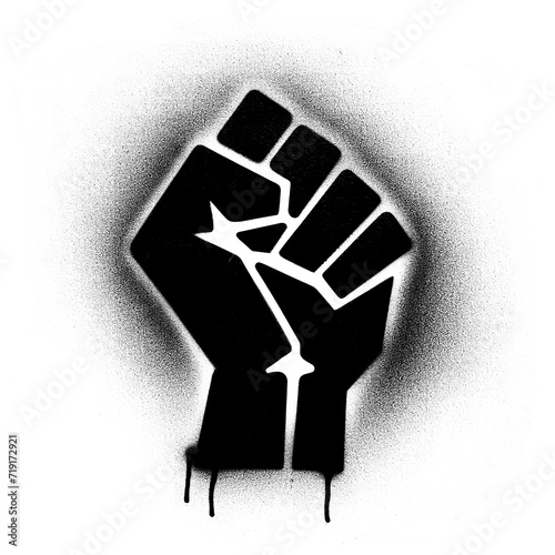 protest fist symbol in stencil-art style,black and white, generative ai