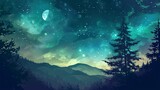Colorful gradient clip art of a mysterious night sky.